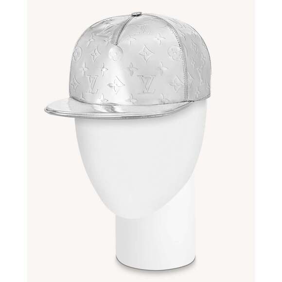 Louis Vuitton LV Mirror Cap Silver Monogram Logo Miroir Sun Baseball Hat 58cm - Picture 5 of 12